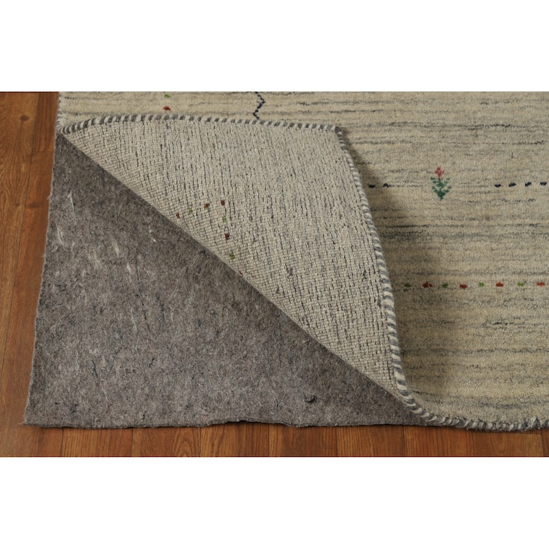 Hand Knotted Oriental 100% Wool Carpet Tribal Animal Pictorial Beige & Ivories Gabbeh Area Rug - 7' 9'' X 5' 0''
