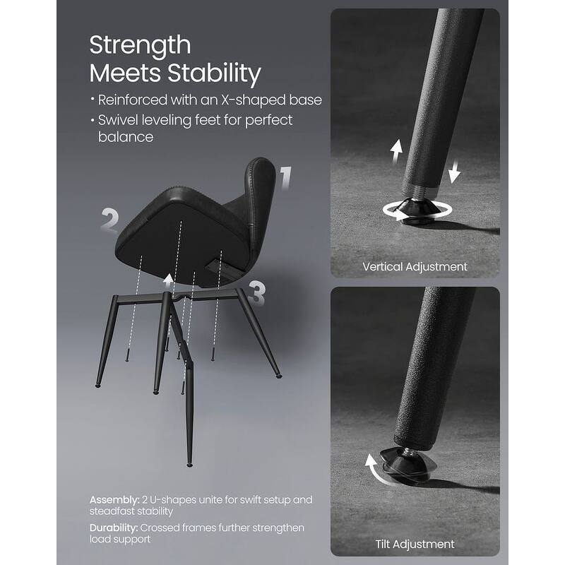 Modern Dining Chairs with Steel Frame and Synthetic Leather Padded Seat