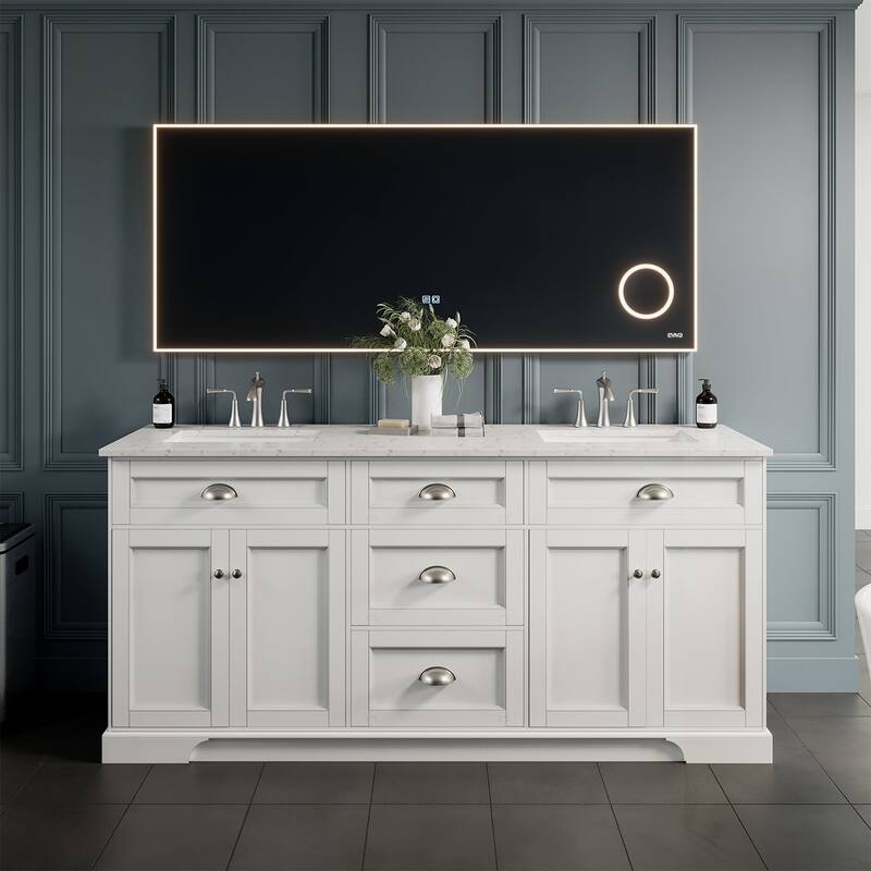 Eviva Illuminate 72" x 30" Rectangular Chrome Aluminum Framed Mirror