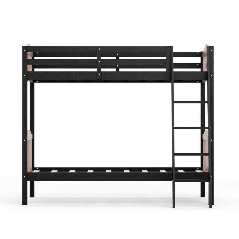 Twin Over Twin Solid Wood Bunk Bed for Kids and Adults, No Box Spring Required