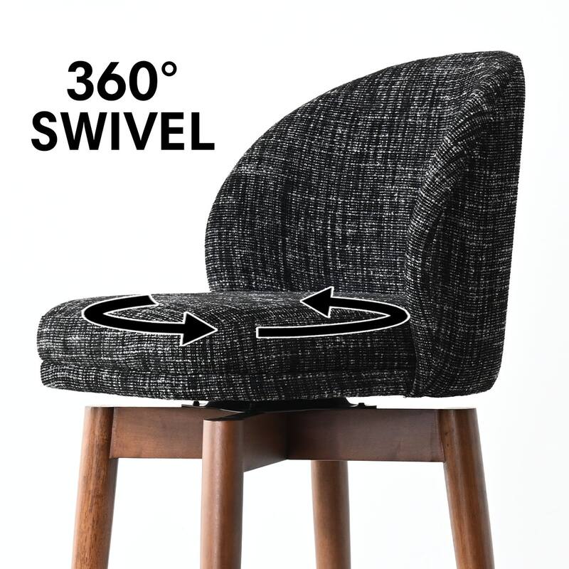 25.5" Swivel Upholstered Counter Stool Solid Wood Leg(Set of 2)