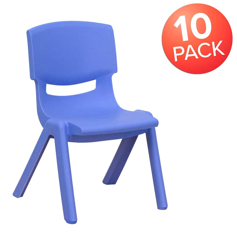 10PK Plastic Stackable Preschool Chair, 10.5" Seat Height - 14"D x 12.5"W x 20"H