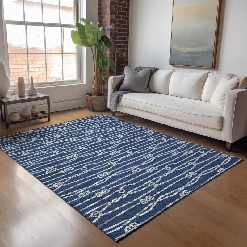 Premium Washable Super Soft Nautical Rope Mayfield Rug - Navy - 2' 6" x 3' 10" - Rectangle