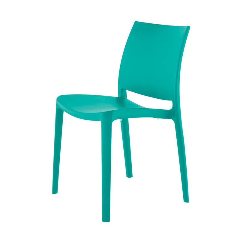 Set of Four Turquoise Heavy Duty Plastic Outdoor Stacking Dining Chairs