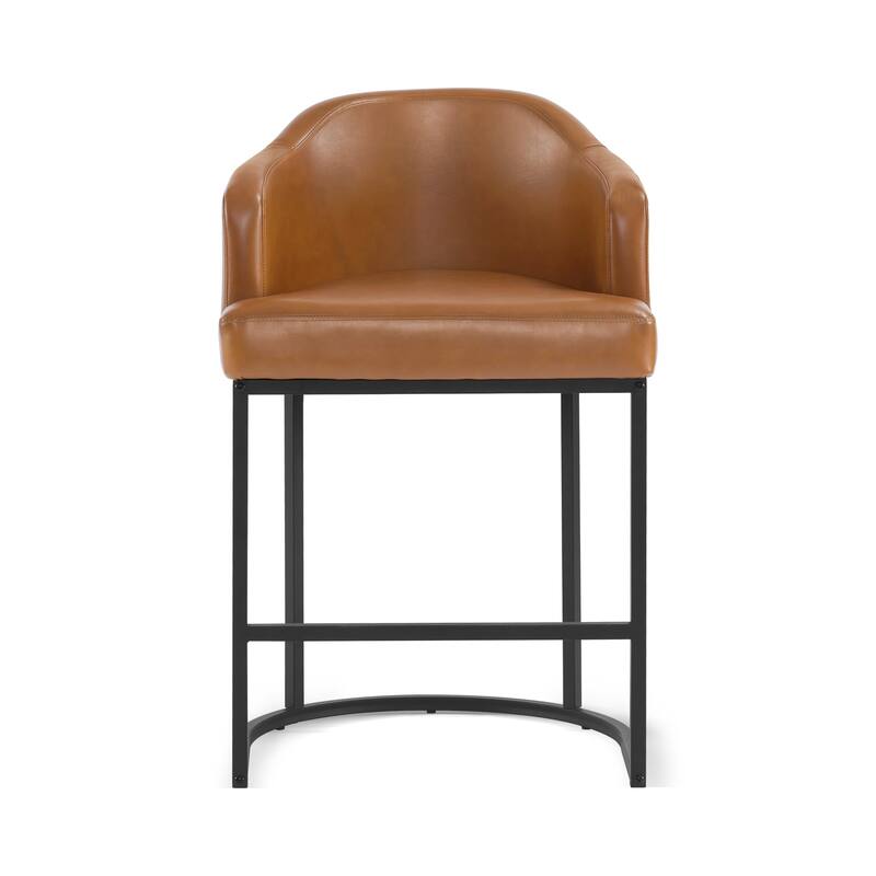 26 in. Bar Stools Upholstered Counter Stools Modern Low Back Metal Kitchen Island Stools - 22.7" W x 21" D x 35.2" H