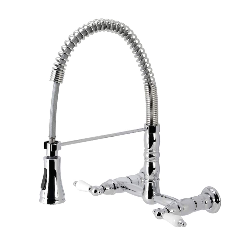 Heritage Two-Handle Wall-Mount Pull-Down Sprayer Kitchen Faucet