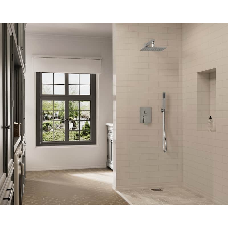 GRANDJOY LED Shower Head System 10" Rainfall Shower Head with Handheld Shower