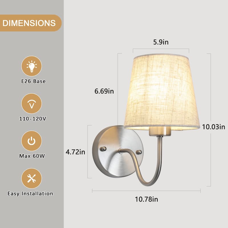 2-Light Modern Wall Sconce Bathroom Vanity Light with Glass Shade