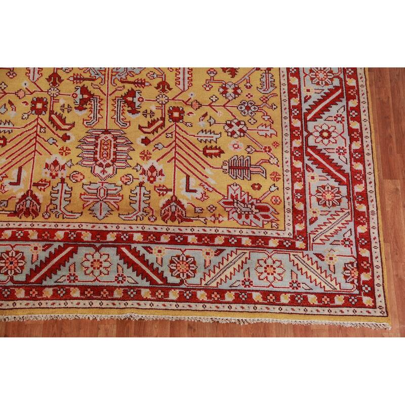 Hand Knotted Oriental 100% Wool Carpet Traditional Geometric Yellow & Gold Heriz (serapi) Area Rug - 11' 9'' X 9' 0''