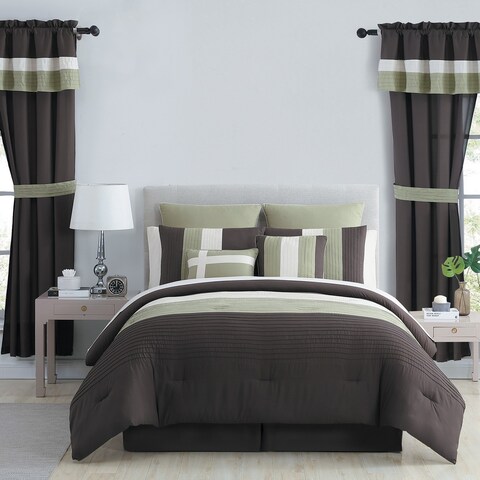 VCNY Home Essex Pleated Bed-in-a-Bag Comforter and Curtain Set