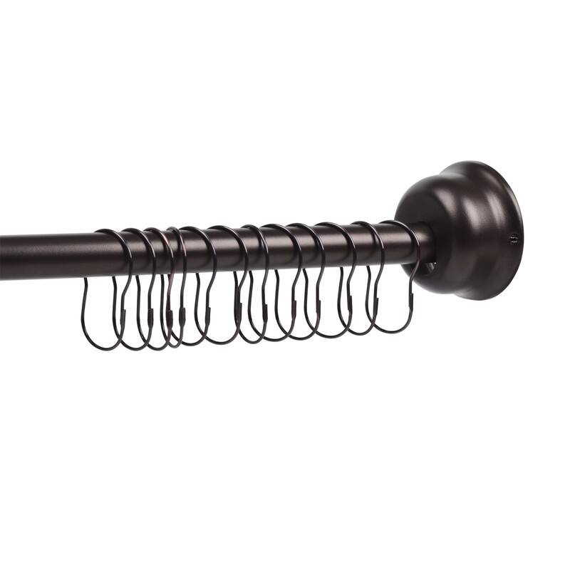 Utopia Alley Rustproof Wall Mounted Single Curved Shower Rod, Aluminum, adjustable from 45" to 72" Wide, Oil Rubbed Bronze