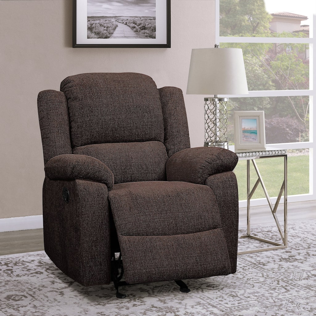 Brown Chenille Upholstered Glider Recliner