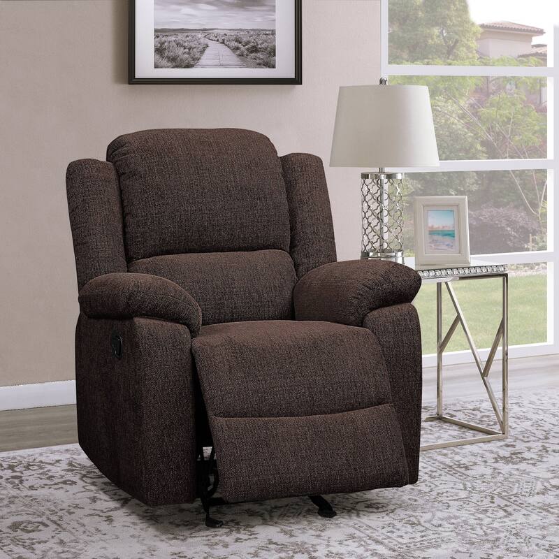 Brown Chenille Upholstered Glider Recliner