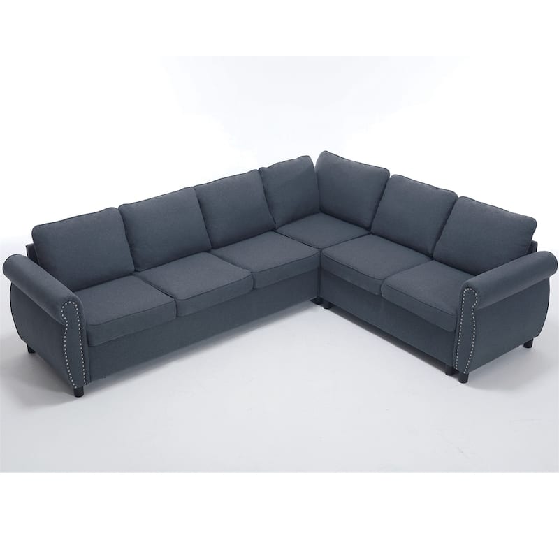 104'' 6-Seat L-Shaped Sectional Sleeper Sofa 2-in-1 Pull Out Couch Bed