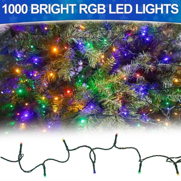 5 Star Deals Solar Christmas Tree Outdoor Lights 1000 LED 364ft RGB Multicolor Waterproof String Lights with Remote Timer 8 Modes Multi