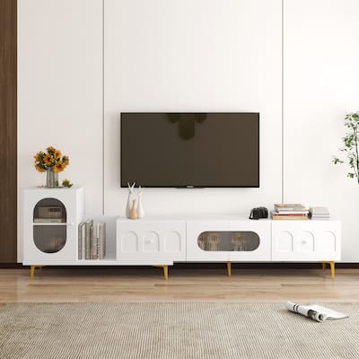 Wood Extendable TV Stand Entertainment Center Media TV Console