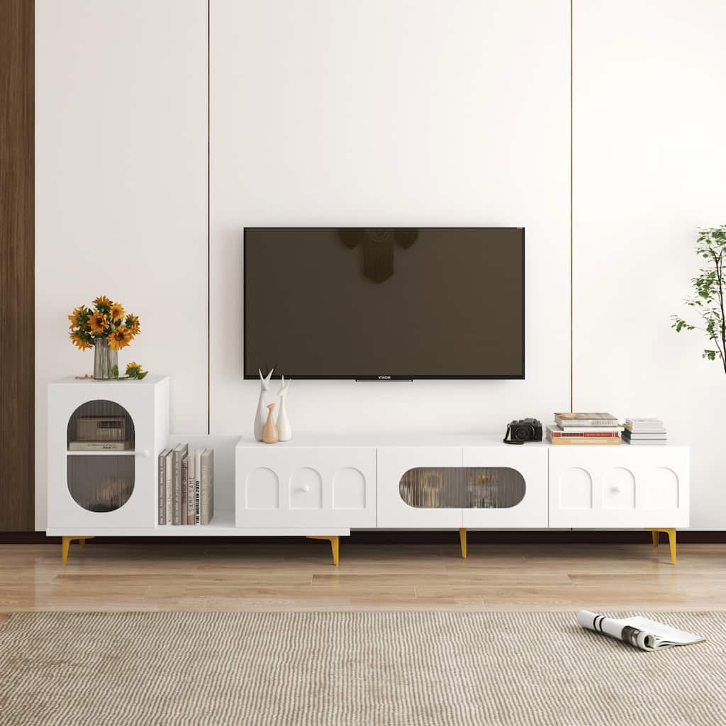 Wood Extendable TV Stand Rectangle Entertainment Center