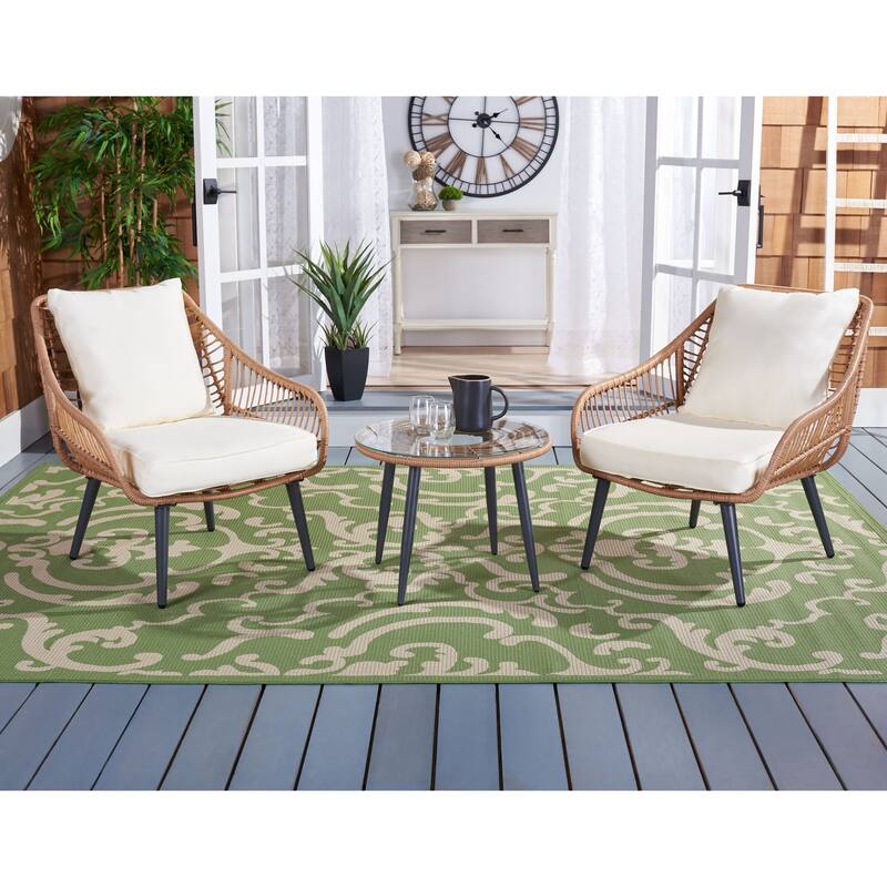 SAFAVIEH Outdoor Scarlet Natural/ Beige 3-Piece Lounger Set - 31Wx34Dx33H - Natural/Beige