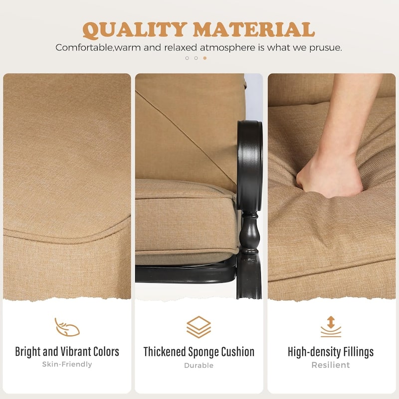 2-Person Outdoor Patio Glider Rocking Chair Cushioned Bench Loveseat