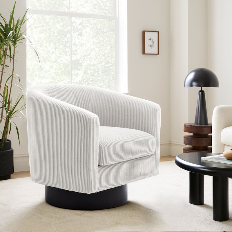Modern 360° Swivel Corduroy Accent Chair Barrel Armchair