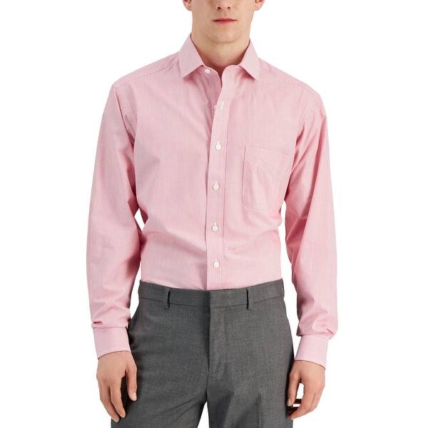 Club Room Men's Regular Fit Cotton Stripe Dress Shirt Red Size 32X33 - Bed  Bath & Beyond - 40641122