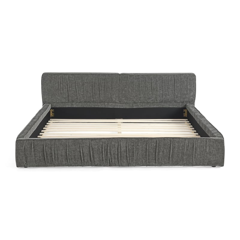 Chenille fabric Queen Size Upholstered Bed Frame