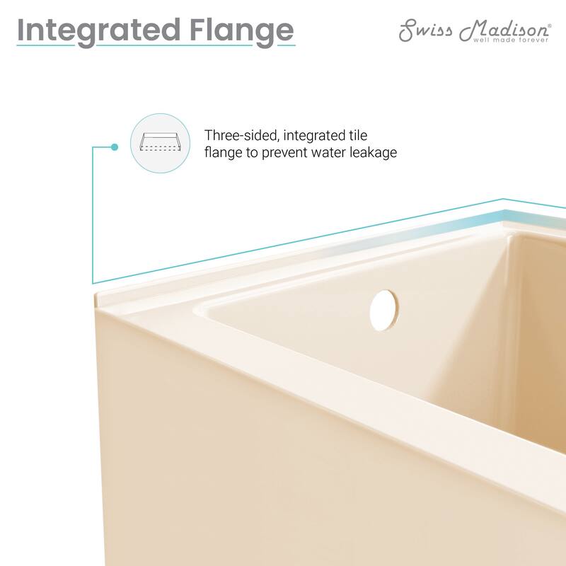 Lausanne 48" X 32" Left-Hand Drain Alcove Bathtub With Apron In Bisque - 32x48 Left