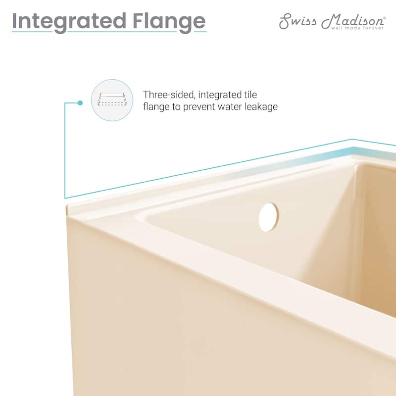 Lausanne 54" X 30" Left-Hand Drain Alcove Bathtub With Apron In Bisque - 30x54 Left