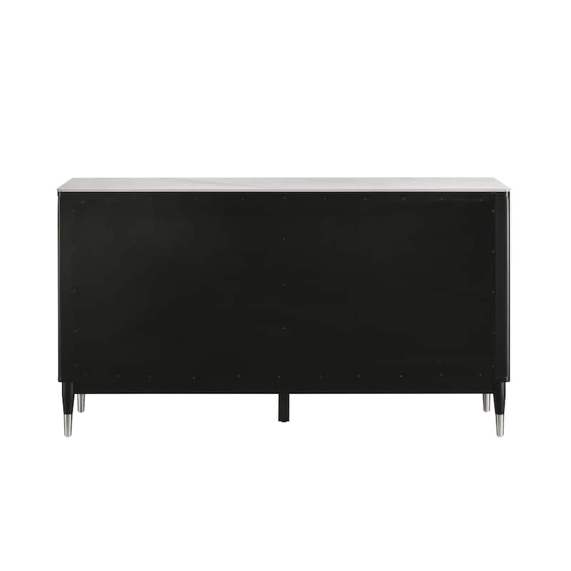 Furniture of America Kalor Modern Black and White Solid Wood Dining Server Cabinet