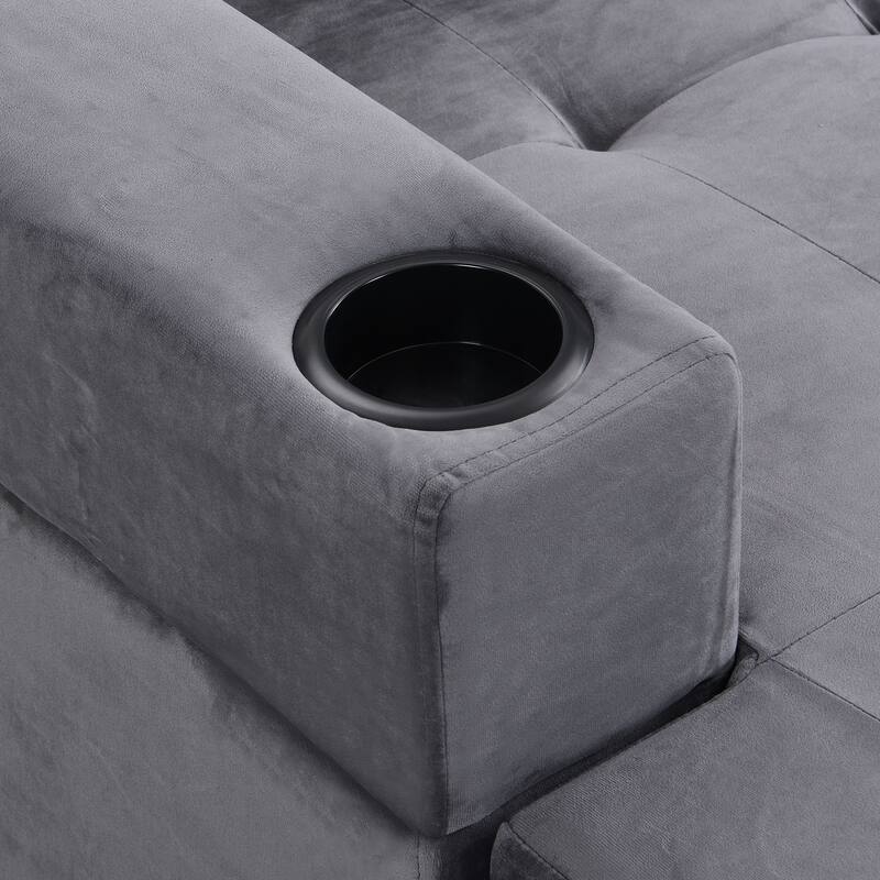 Grey 97.8" Modern 4-Seat Sofa Set with Storage Chaise