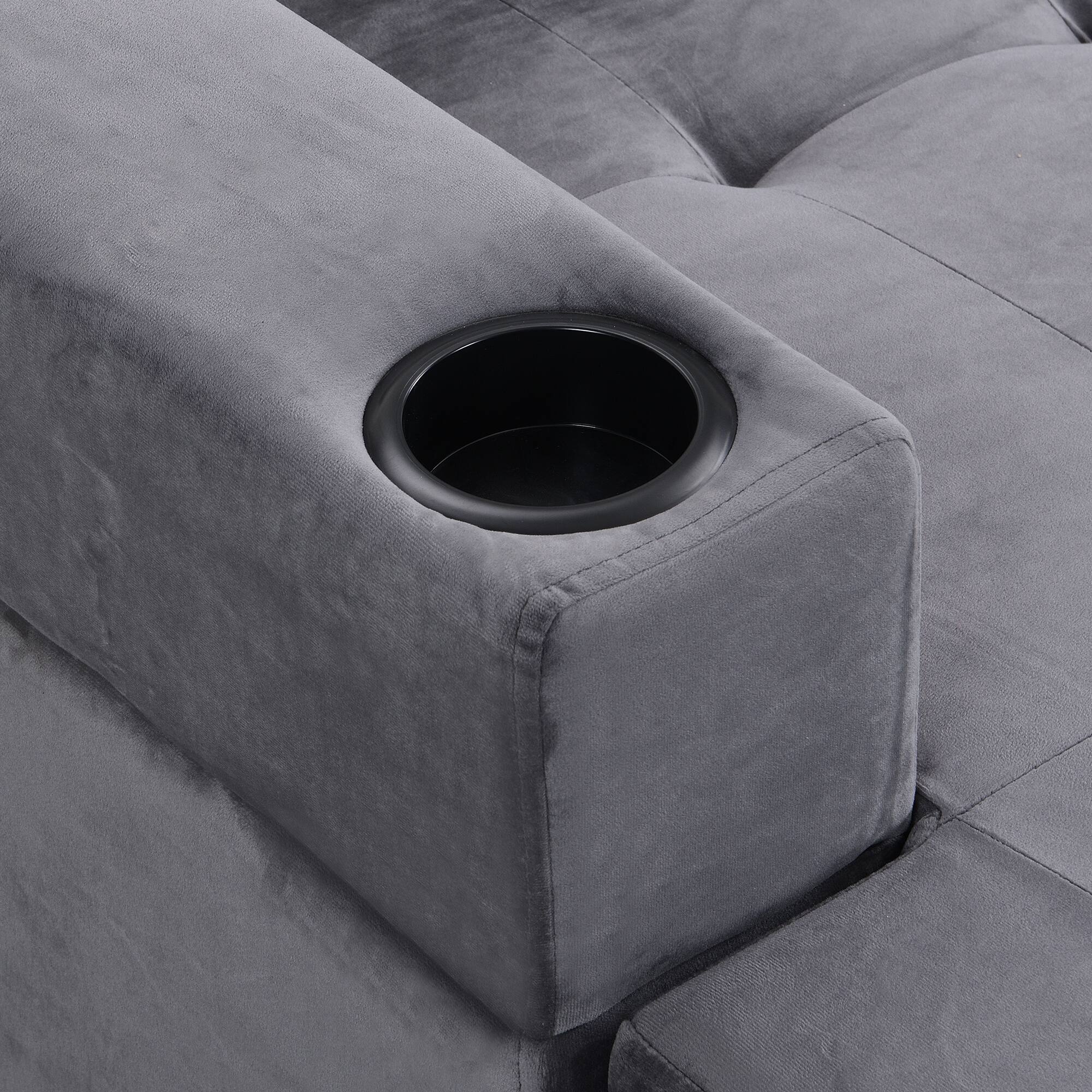 Lshape 4 Seat Sectional Sofa Set Grey Velvet Couch Set for Living Room