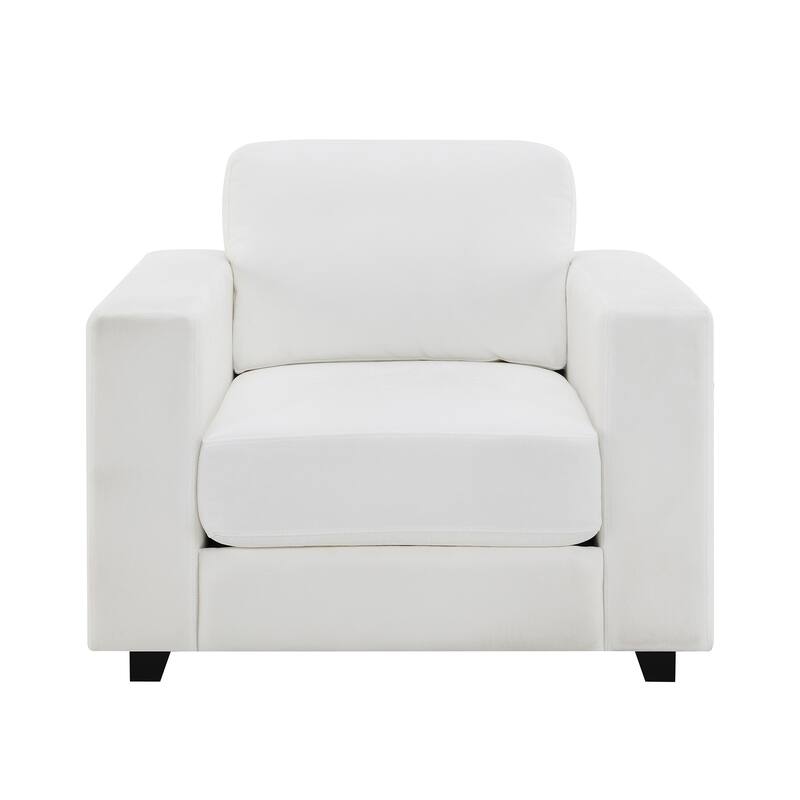 Modern Accent Chair Side Chair with Wood Legs, Ivory Office Chair Reception Chair with Square Armrests