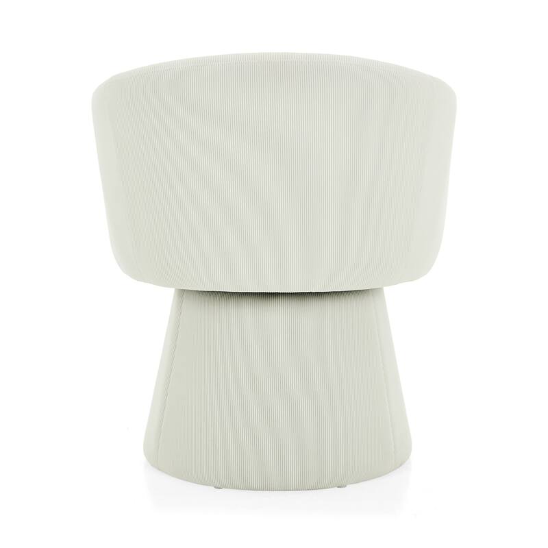 Roomfitters Modern Swivel Barrel Accent Chair, 360° Rotating Corduroy Upholstered Lounge Chair with Weighted Base, Beige