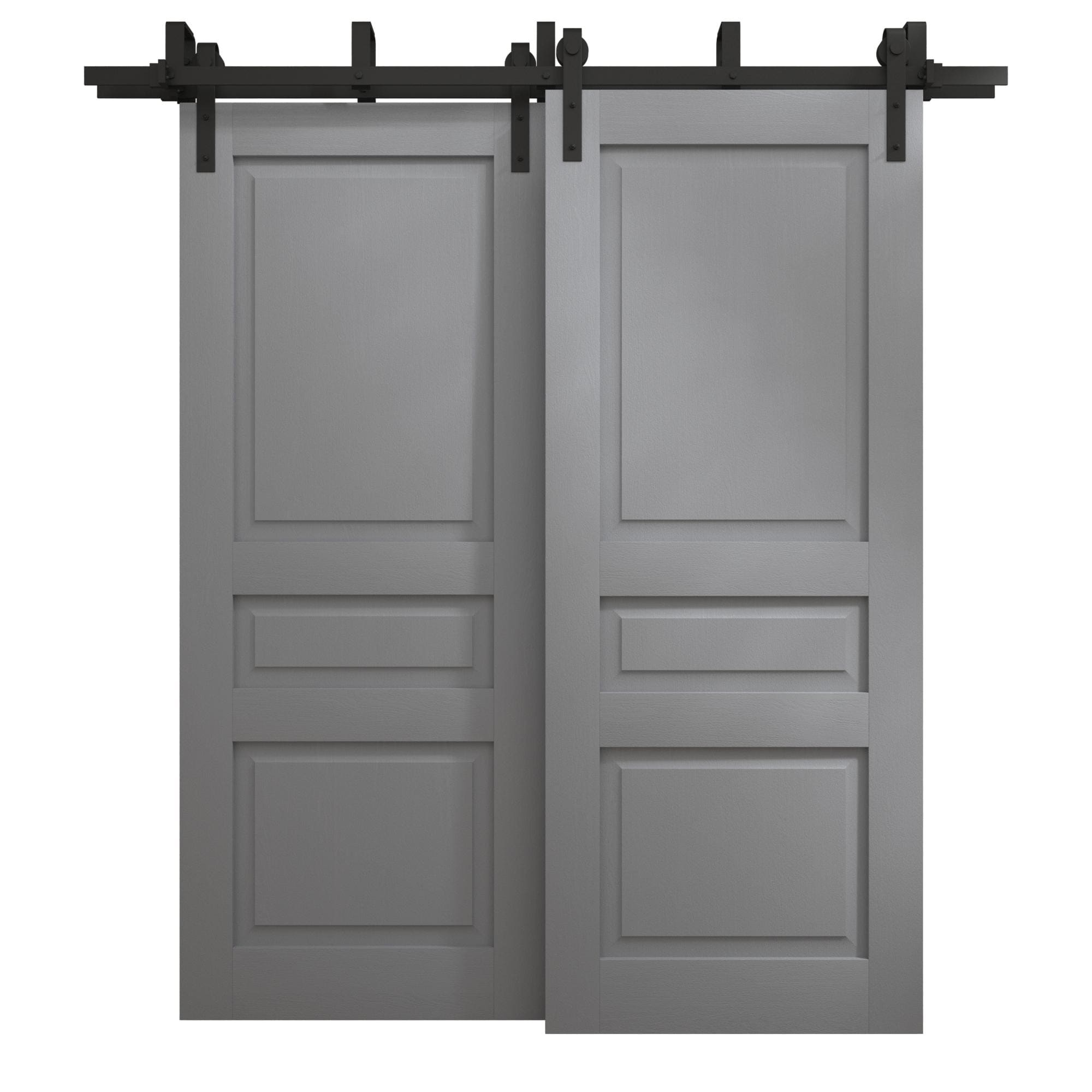 Sliding Closet Barn Bypass Doors 36 x 80 inches | Ego 5012 Painted Grey Oak | Modern 6.6ft Rails Hardware Set