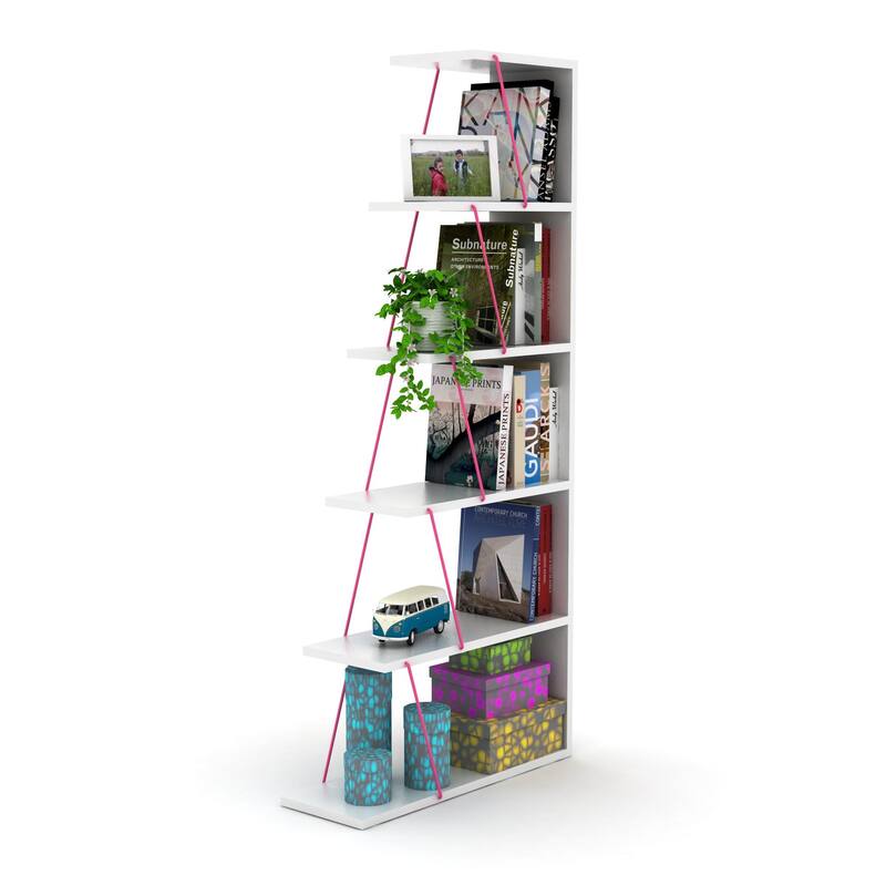 Modern 5 Tier Narrow Ladder Bookshelf