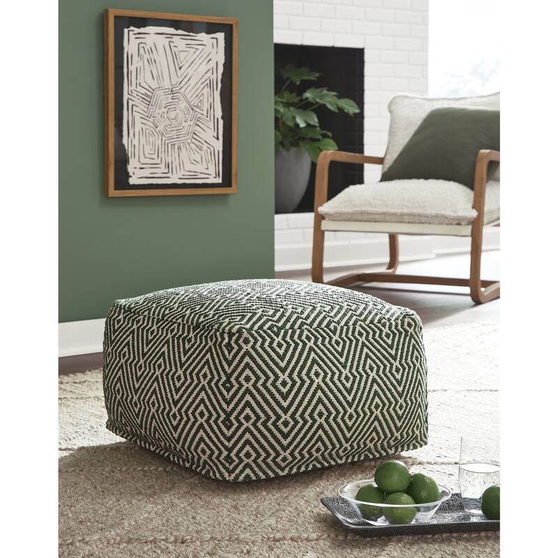 Signature Design by Ashley Abacy Green/Ivory Pouf