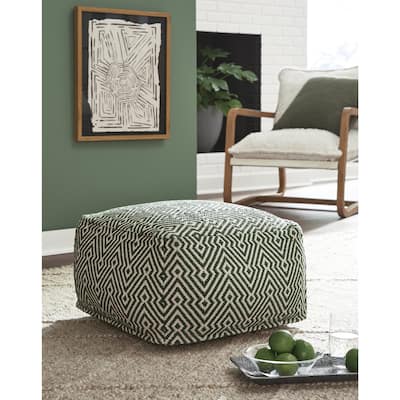 Signature Design by Ashley Abacy Green/Ivory Pouf