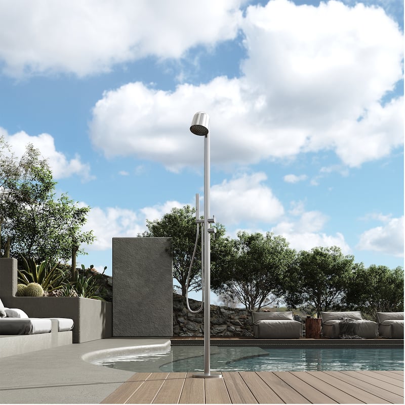 89"H Stainless Steel Freestanding Outdoor Shower with Handheld shower