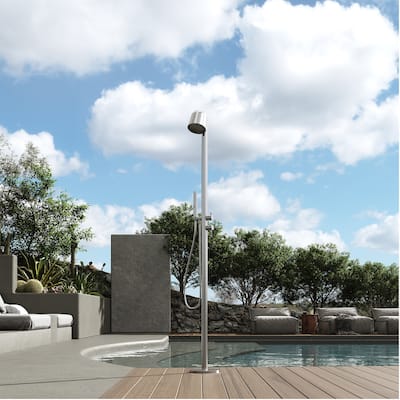 89"H Stainless Steel Freestanding Outdoor Shower with Handheld shower