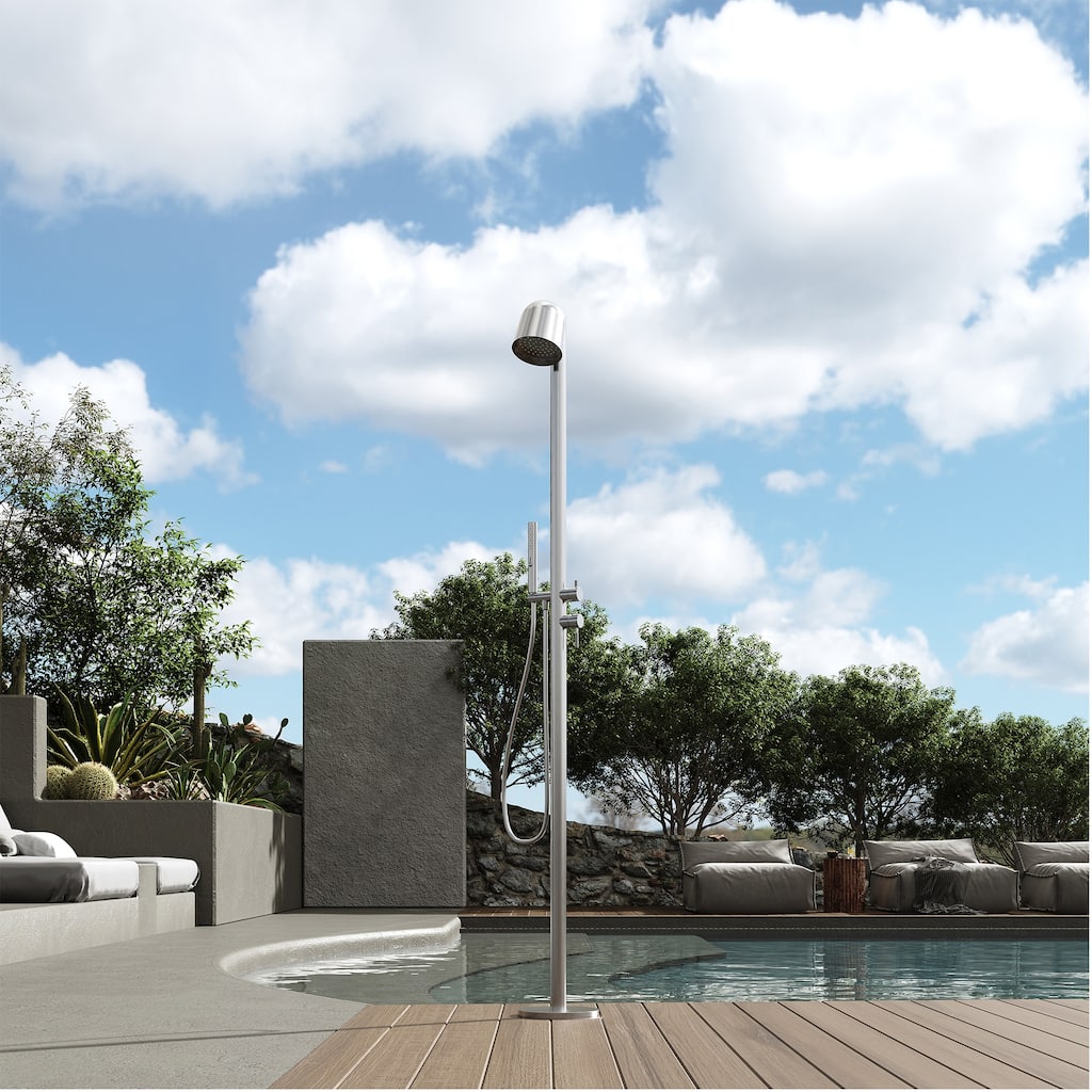 89"H Stainless Steel Freestanding Outdoor Shower with Handheld shower