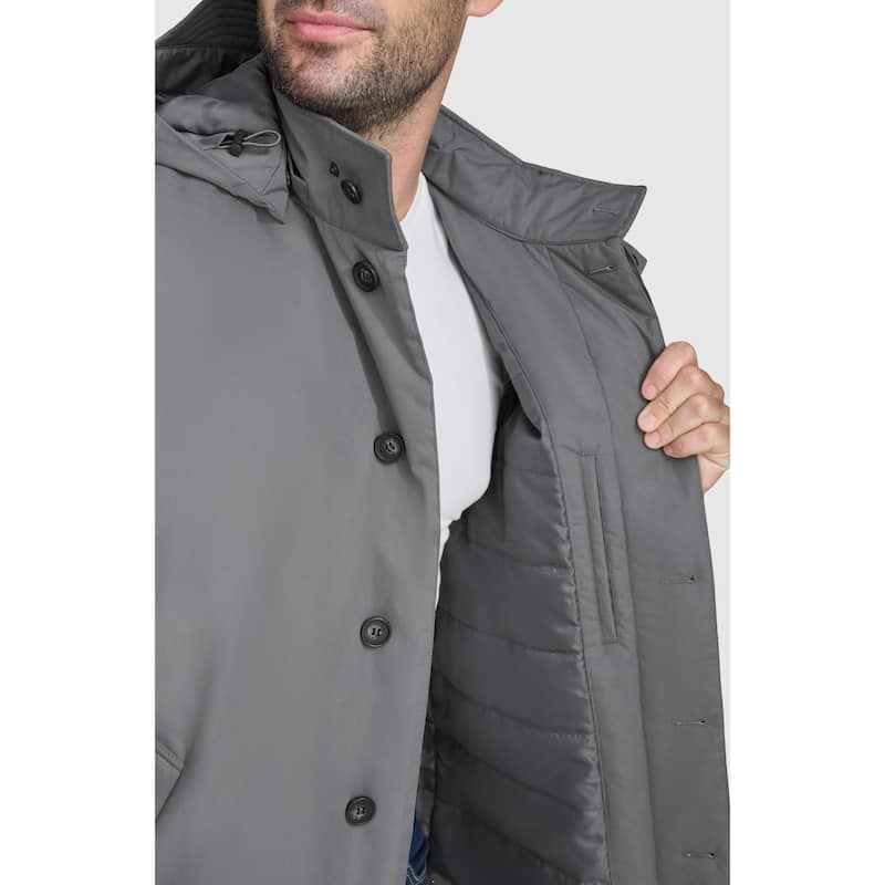 Cole Haan Men's Hooded Raincoat - Grey - L