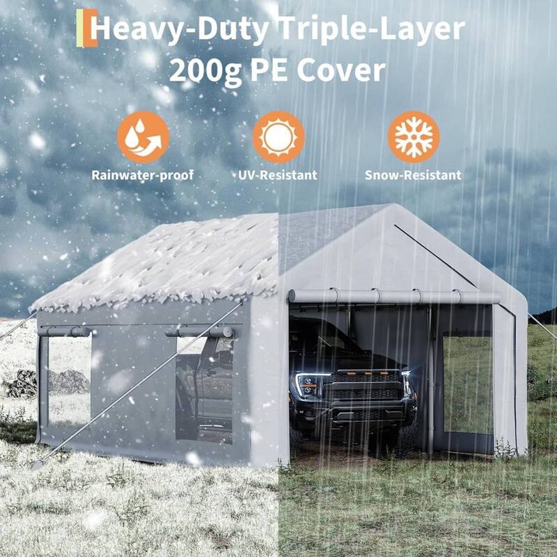 10x20x10 FT Carport Canopy for SUVs, Trucks & Watercraft Protection