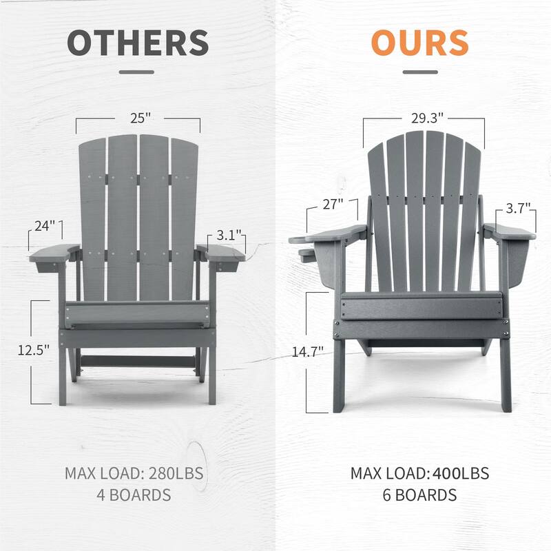 Vrakae Folding Adirondack Chair with Cup Holder Set of 4