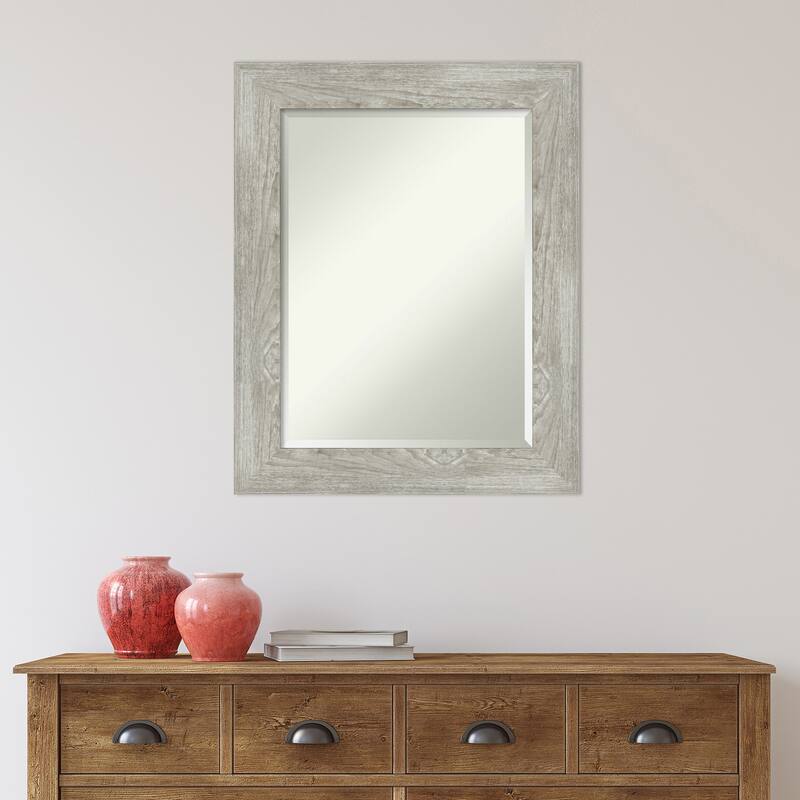 Beveled Wall Mirror - Dove Greywash Frame - Dove Greywash