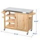 preview thumbnail 7 of 14, Moasis Solid Wood Bar Cart Grill Table Stainless Steel Top for Patio Kitchen Island