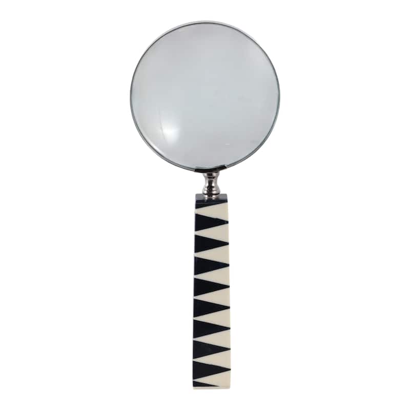 Resin Magnifying Glass Triangular Handle Decorative - 10" White - 4" x 1" x 10"