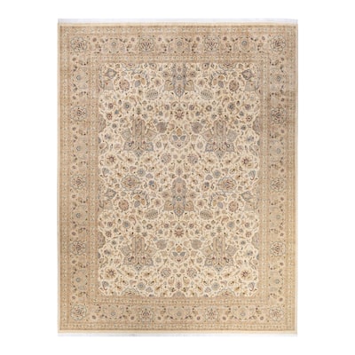Overton Hand Knotted Wool Vintage Inspired Traditional Mogul Ivory Area Rug - 9 x 12