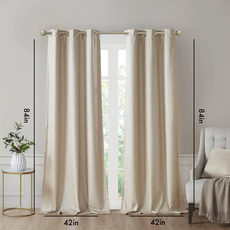 Tonal Printed Faux Silk Total Blackout Curtain Panel Pair(2 Pcs Window Panels) - taupe - 84 Inches