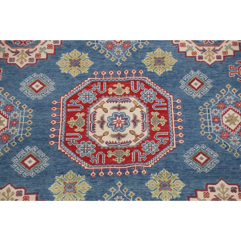 Traditional Geometric Kazak Oriental Wool Area Rug Hand-knotted Carpet - 7'11" x 9'11"