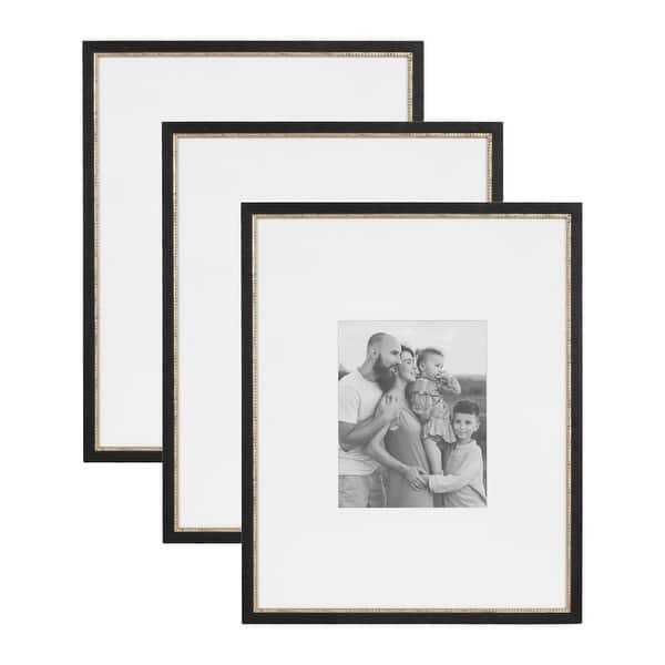 slide 2 of 15, Kate and Laurel Wilbanks Picture Frame Set 16x20 matted to 8x10 - Black/Gold
